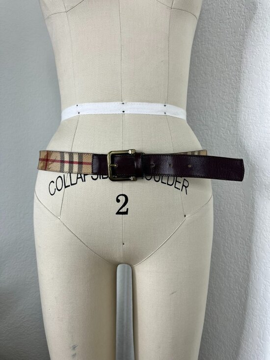 Burberry Haymarket Nova Check Pattern Plaid Belt Brass Buckle main image 4